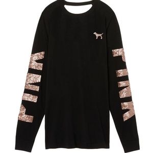 Victoria’s Secret Pink Sequins Open Back Campus Tee